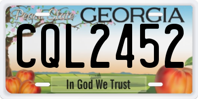 GA license plate CQL2452
