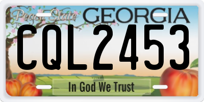 GA license plate CQL2453