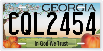 GA license plate CQL2454