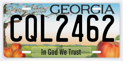 GA license plate CQL2462