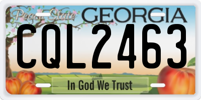 GA license plate CQL2463