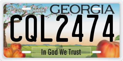 GA license plate CQL2474