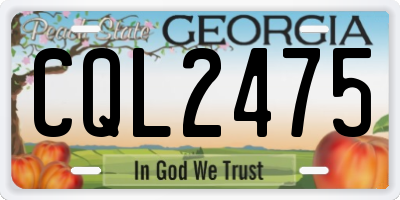 GA license plate CQL2475