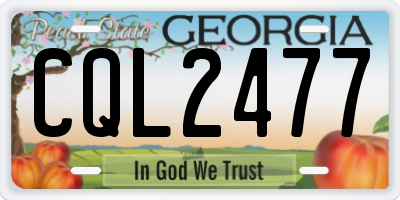 GA license plate CQL2477