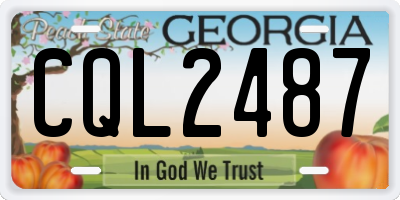 GA license plate CQL2487