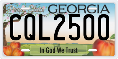 GA license plate CQL2500
