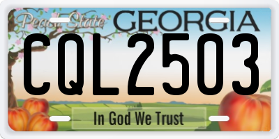 GA license plate CQL2503