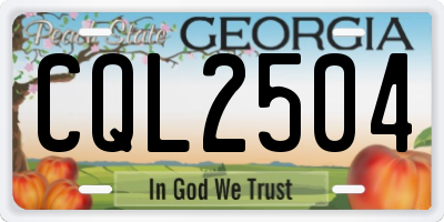 GA license plate CQL2504