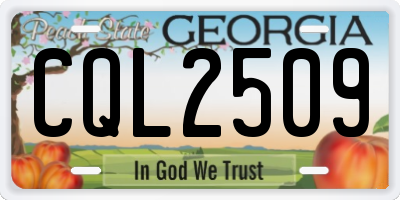 GA license plate CQL2509