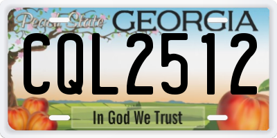 GA license plate CQL2512