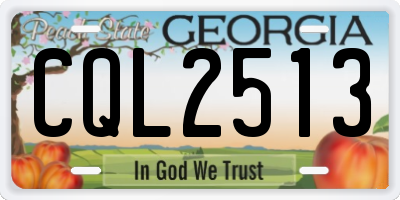 GA license plate CQL2513