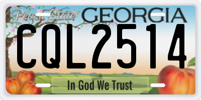 GA license plate CQL2514