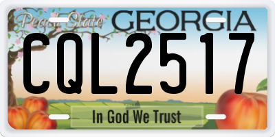 GA license plate CQL2517