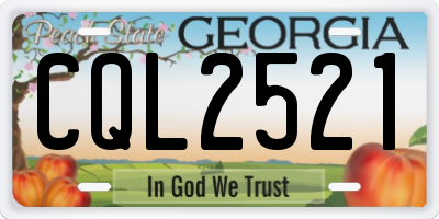 GA license plate CQL2521