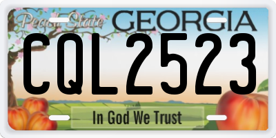 GA license plate CQL2523