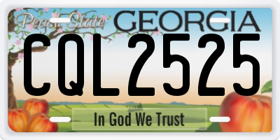 GA license plate CQL2525