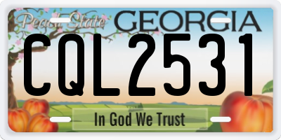 GA license plate CQL2531