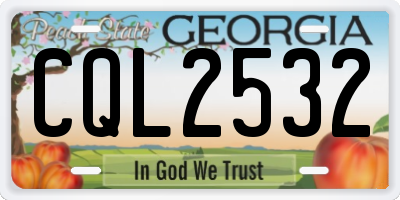 GA license plate CQL2532