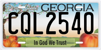 GA license plate CQL2540