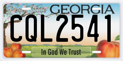 GA license plate CQL2541