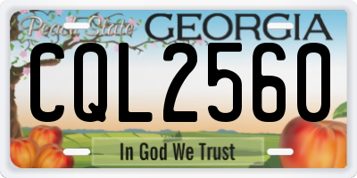 GA license plate CQL2560