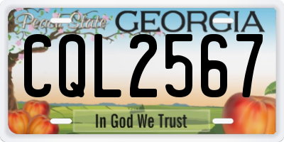 GA license plate CQL2567