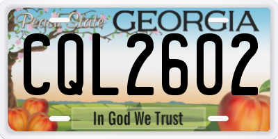 GA license plate CQL2602