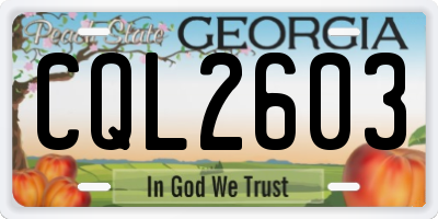 GA license plate CQL2603