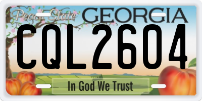 GA license plate CQL2604
