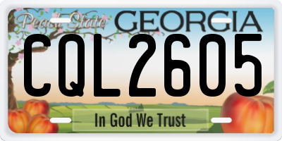 GA license plate CQL2605