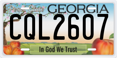 GA license plate CQL2607