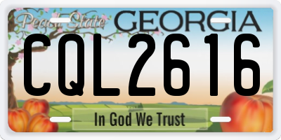 GA license plate CQL2616