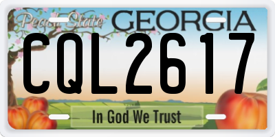 GA license plate CQL2617