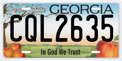 GA license plate CQL2635