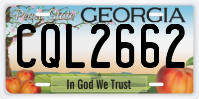 GA license plate CQL2662