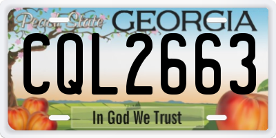 GA license plate CQL2663