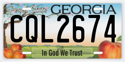 GA license plate CQL2674