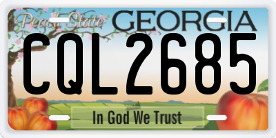 GA license plate CQL2685