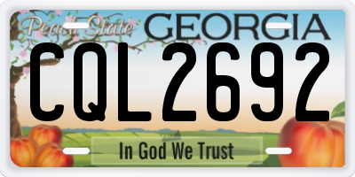 GA license plate CQL2692