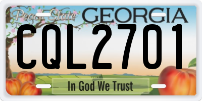 GA license plate CQL2701