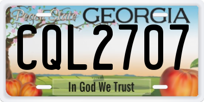 GA license plate CQL2707