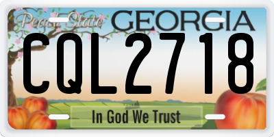 GA license plate CQL2718