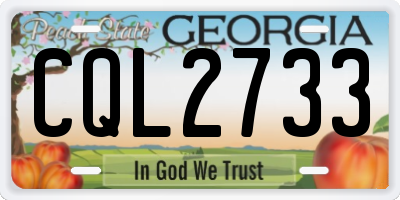 GA license plate CQL2733