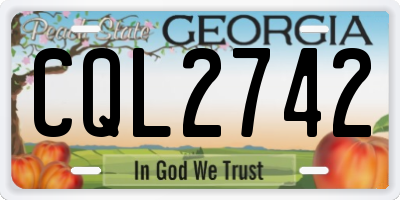 GA license plate CQL2742