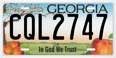 GA license plate CQL2747