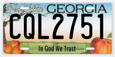 GA license plate CQL2751