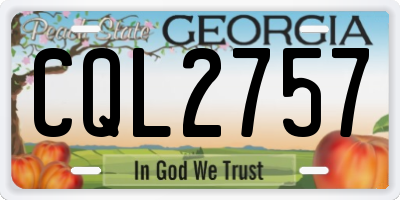 GA license plate CQL2757