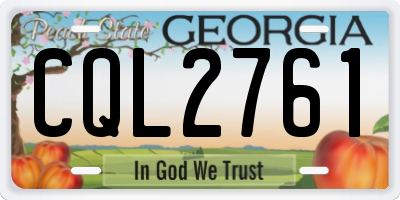 GA license plate CQL2761