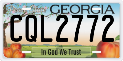 GA license plate CQL2772