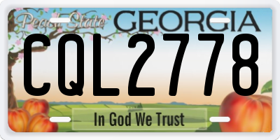 GA license plate CQL2778